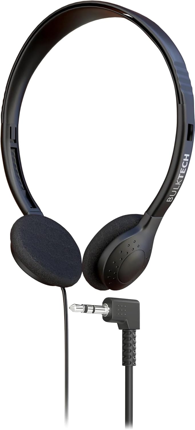 1 Pack Wired On-Ear Headphones with 2.5mm Connector, Black