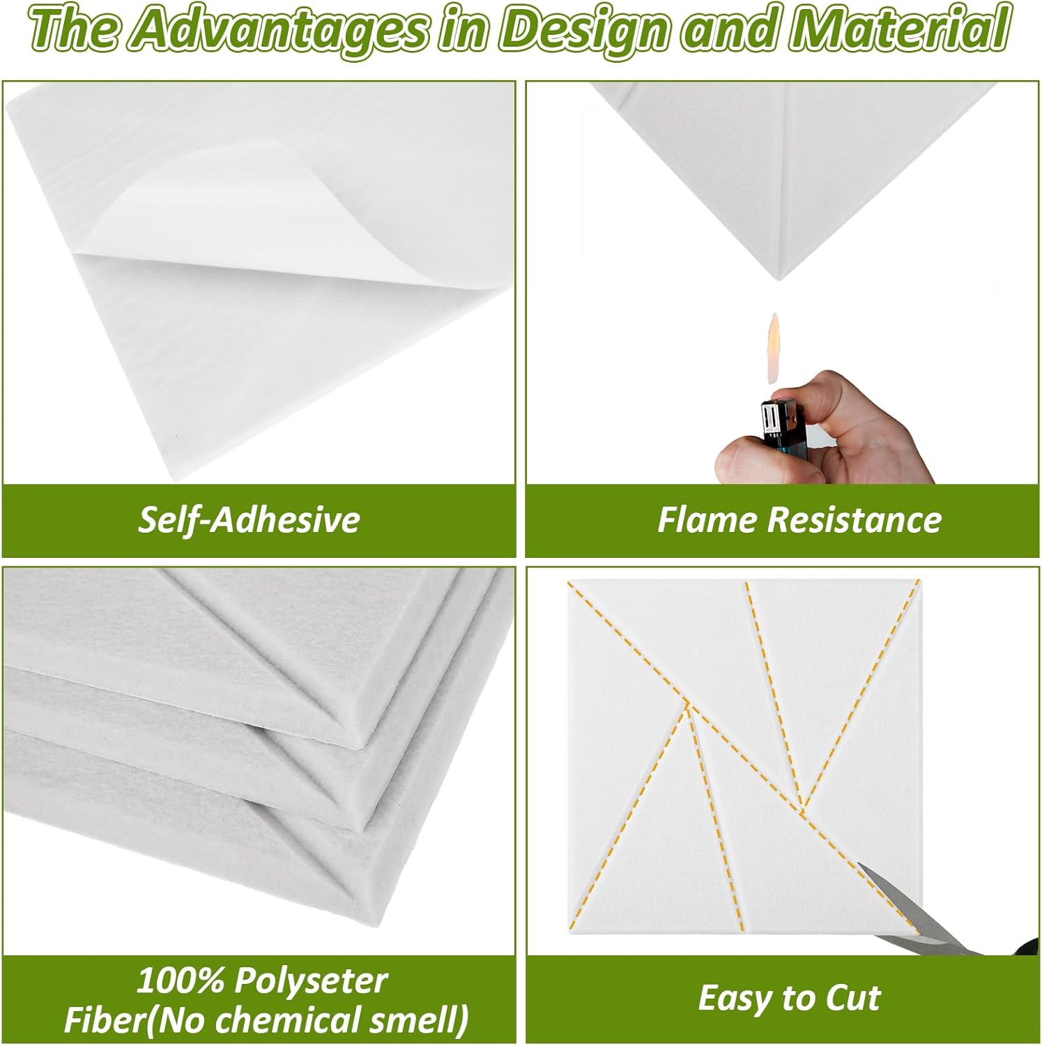 18 PCS White Sound Proof Panels for Walls 12x12x0.4 Inch High-Density Foam White Acoustic Wall Panels Sound Absorbing Sound Deadening Panels Self-Adhesive Soundproof Wall Panels for Studio - Image 6