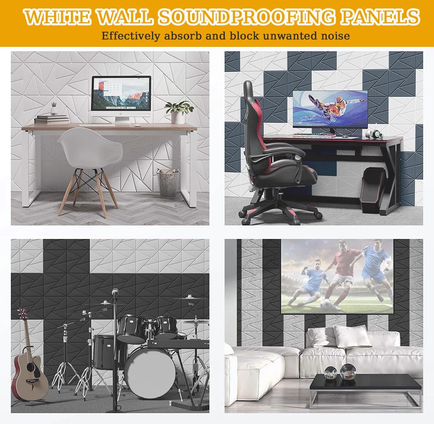 18 PCS White Sound Proof Panels for Walls 12x12x0.4 Inch High-Density Foam White Acoustic Wall Panels Sound Absorbing Sound Deadening Panels Self-Adhesive Soundproof Wall Panels for Studio - Image 7