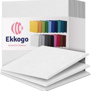 Acoustic Panels 12-Pack Soundproof Wall Panels 12"X12"X0.4" Sound Panels High Density Sound Dampening Panels - [White Square]