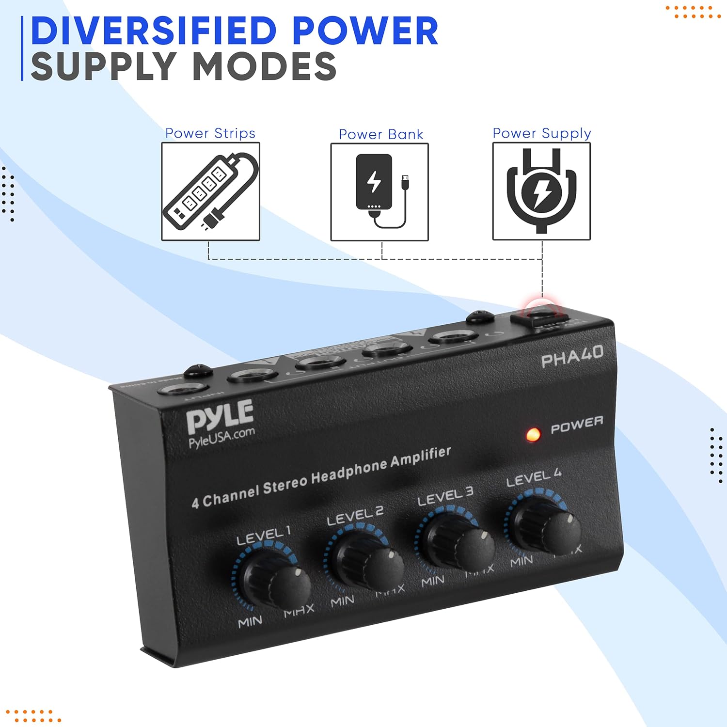 Pyle 4-Channel Portable Stereo Headphone Amplifier - Mini Earphone Splitter Amp with 4 ¼” TRS Output Jacks - Independent Volume Controls - High-Quality Audio for Studio & Stage - PHA40 - Image 8