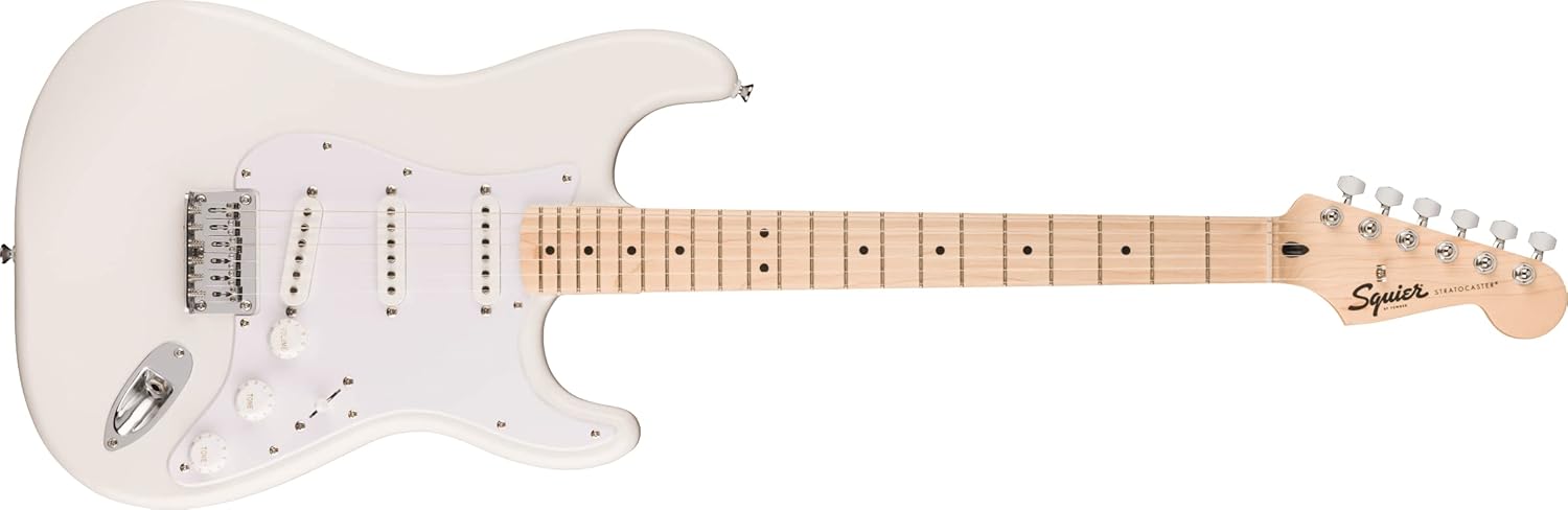 Squire Sonic Stratocaster HT Electric Guitar, Arctic White, Maple Fingerboard, White Pickguard